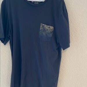 Black T-Shirt with Floral Pocket